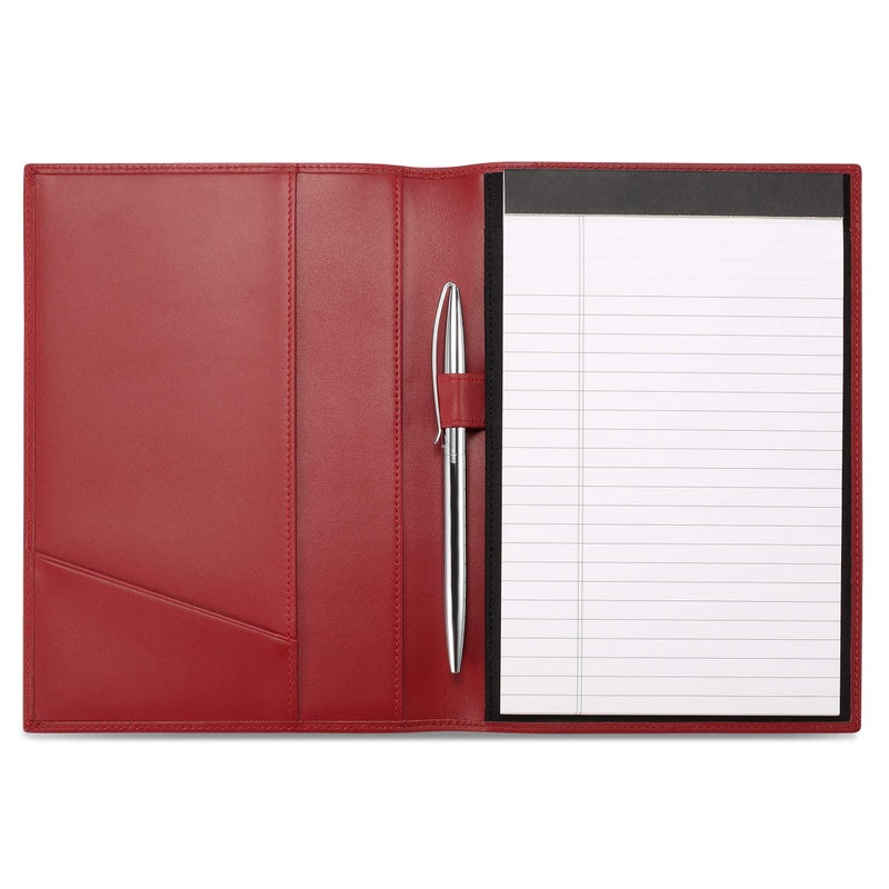 HISCOW Leather Junior Padfolio for Men & Women with Pen Loop, Italian Calfskin, Business Portfolio Notebook Folder (Bordeaux) - Image 1